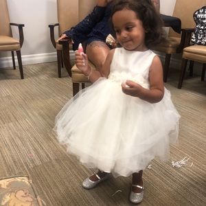 david's bridal flower girl dress with tulle and ribbon waist